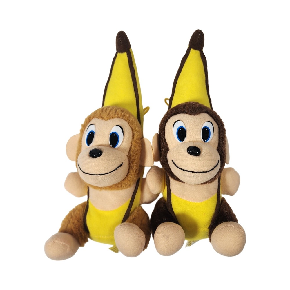 Classic Toy Co Monkey in Banana Suit Plush Set of 2 Brown Yellow 9.5 Inch 2022